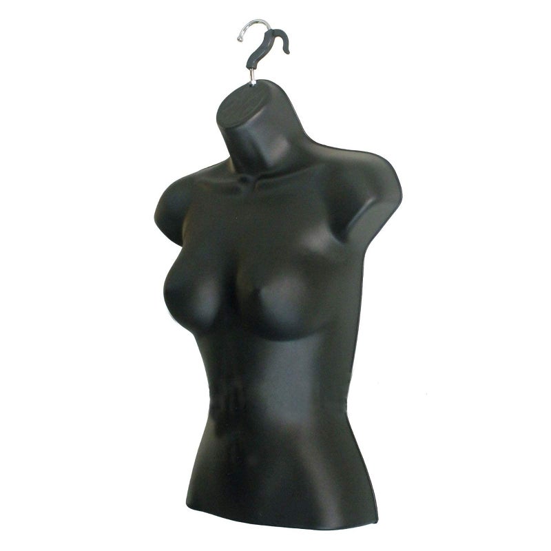 DisplayTown Female Mannequin Torso Hollow Back Body Stackable Dress Form with Hanging Hooks for Tshirt Display, Countertop, Craft Shows, Photos and Design, S-M Clothing Size (Black, Set of 6) - Image 4
